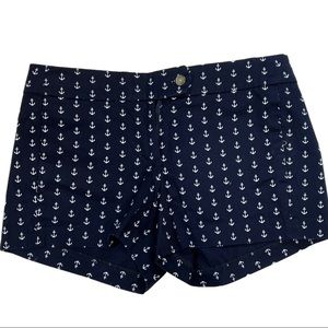 J. Crew Navy and White Anchor Print City Fit Chino Shorts | Size 2 | Stretch